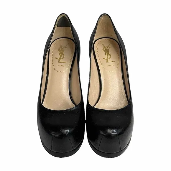 YSL Black Leather Platform Pump
