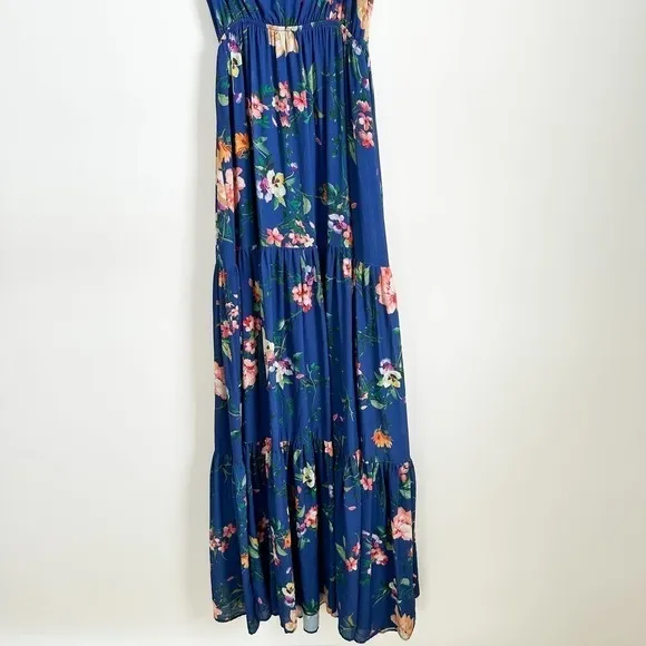 Yumi Kim Blue Darling Floral Tiered Maxi Dress sz Small