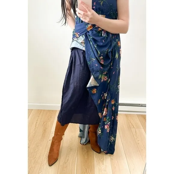 Yumi Kim Blue Darling Floral Tiered Maxi Dress sz Small