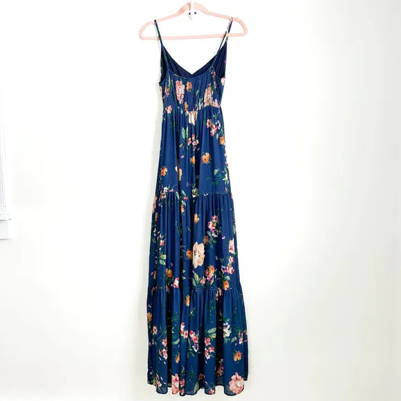 Yumi Kim Blue Darling Floral Tiered Maxi Dress sz Small