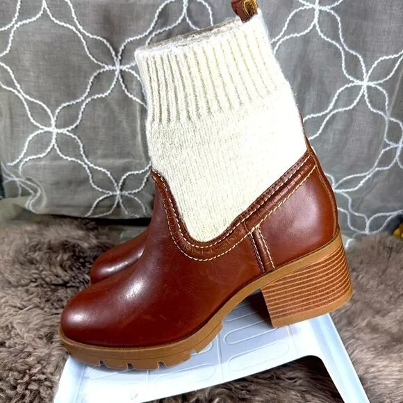 (Z3) NINE WEST Popit casual ankle boots, leather and sock, size 9M