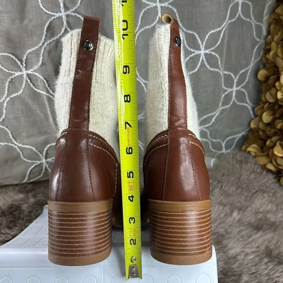 (Z3) NINE WEST Popit casual ankle boots, leather and sock, size 9M