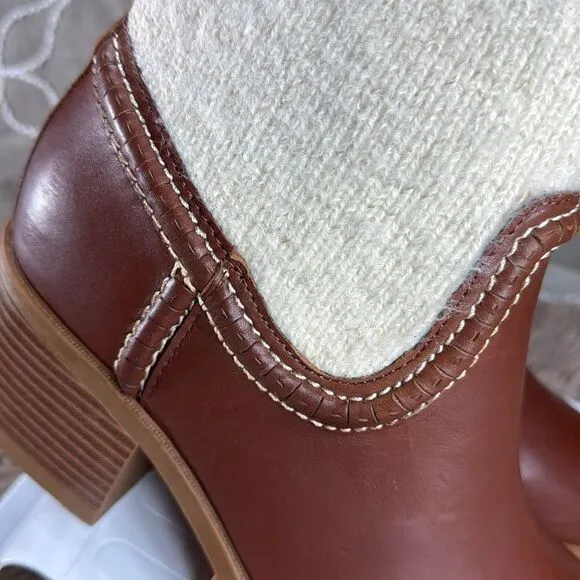 (Z3) NINE WEST Popit casual ankle boots, leather and sock, size 9M