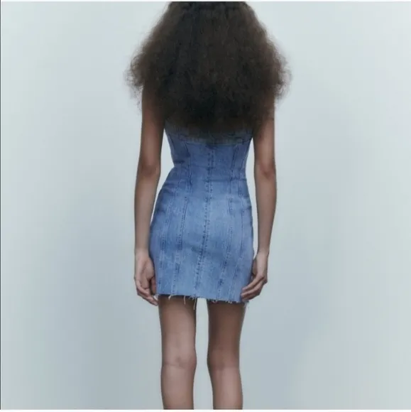 Zara Denim Mini Strapless Dress BlueSize S and L