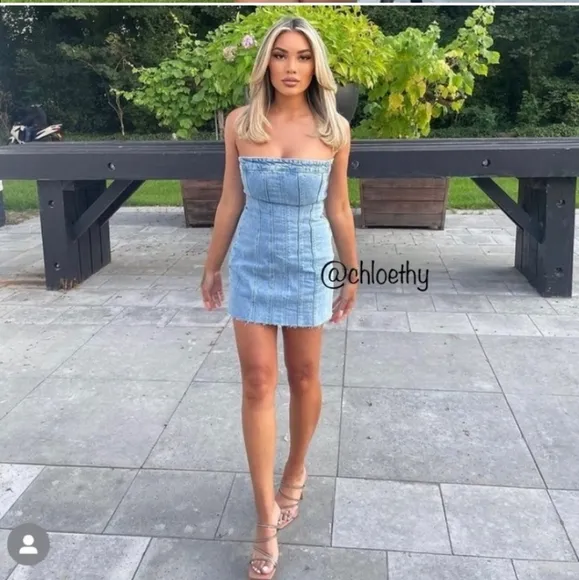 Zara Denim Mini Strapless Dress BlueSize S and L