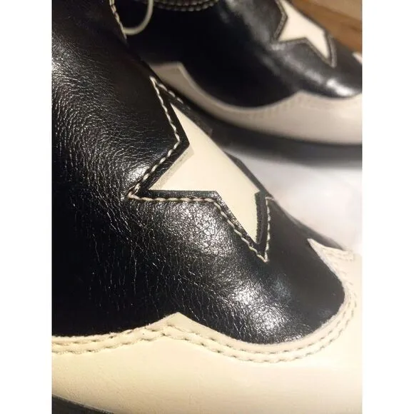 Zara Girls Black White Star Western High Ankle boots Size 13.5‎