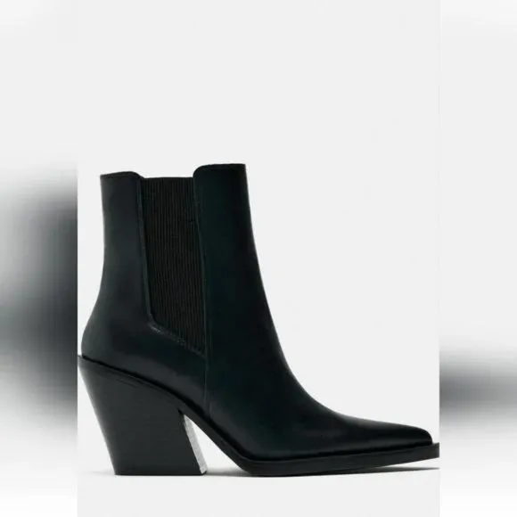 ZARA HEELED COWBOY ANKLE BOOTS