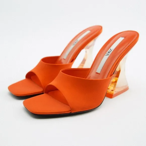 ZARA HEELED SANDALS ORANGE