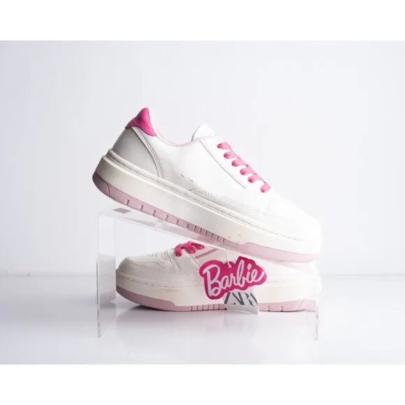 Zara Kids Girls Barbie Sneakers White Pink Barbiecore US 4 EU 36 3464/330 NWT