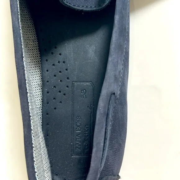 ZARA Kids Navy Suede Leather Loafers with Tassels sz EUR 38 US 6 or 6.5