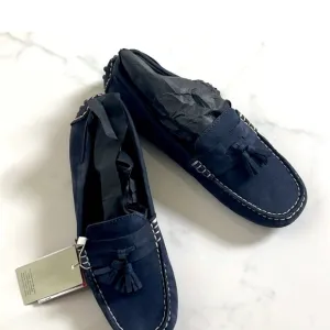 ZARA Kids Navy Suede Leather Loafers with Tassels sz EUR 38 US 6 or 6.5