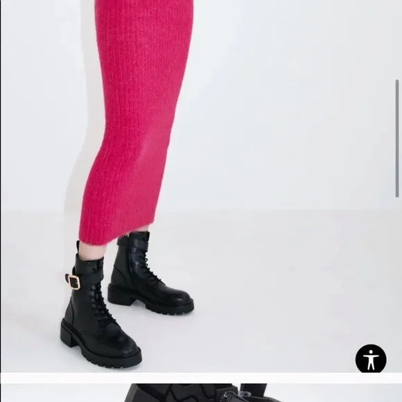 Zara laced leather ankle boots with buckle