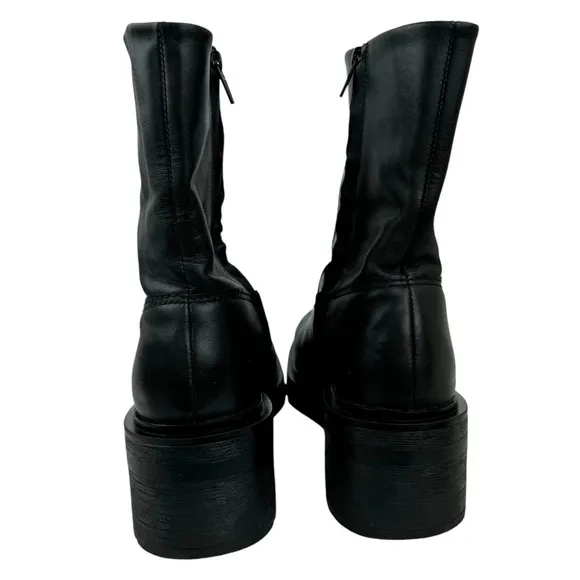 Zara Leather Ankle Platform Combat Boots Chunky Sole 1124/010 Women's Size 41