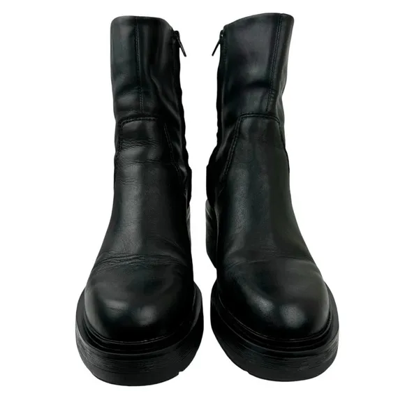 Zara Leather Ankle Platform Combat Boots Chunky Sole 1124/010 Women's Size 41