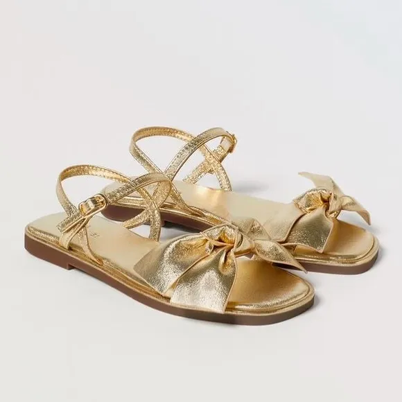 Zara leather bow sandals