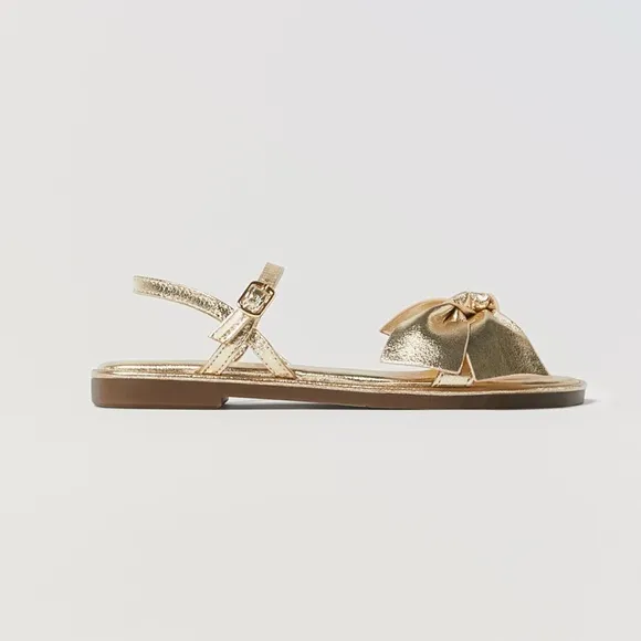 Zara leather bow sandals