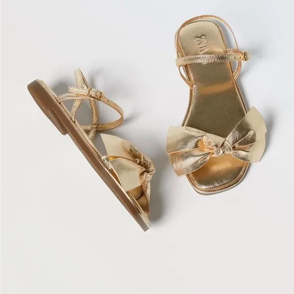 Zara leather bow sandals
