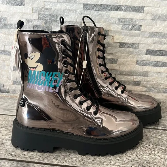 ZARA MIRRORED MICKEY MOUSE O DISNEY ANKLE BOOTS