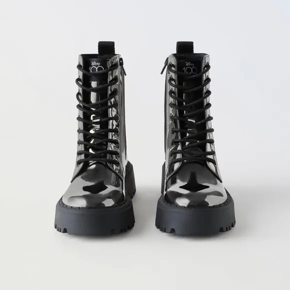 ZARA MIRRORED MICKEY MOUSE O DISNEY ANKLE BOOTS