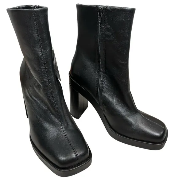 ZARA PLATFORM LEATHER HEELED ANKLE BOOTS