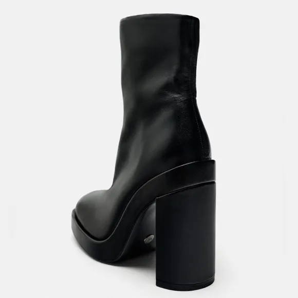 ZARA PLATFORM LEATHER HEELED ANKLE BOOTS