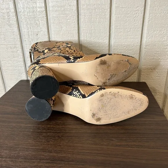 Zara Snake Skin Print High Ankle Boots, size 41.