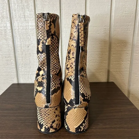 Zara Snake Skin Print High Ankle Boots, size 41.