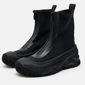 Zara Sporty Zippered Technical Fabric Ankle Boots Sz-9