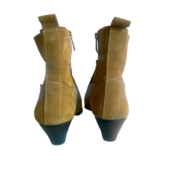 Zara‎ Tan Genuine Suede Split Leather Ankle Boots Cuban Heel, Size 41 (10)