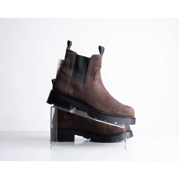 Zara Womens Suede Pull On Platform Ankle Boots Brown US 9 EU 40 1120/310 NWD