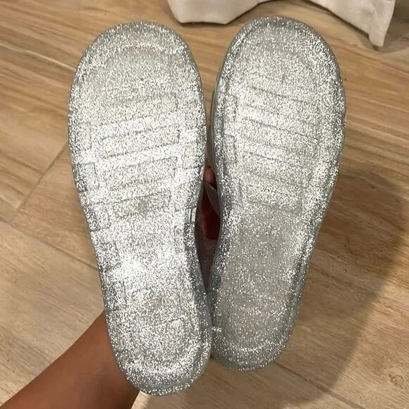 Zara Girls Silver Sparkle Jelly Sandals size EU 32