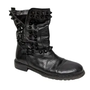 ZARA WOMAN Leather Studded Engineer Moto Boots 41