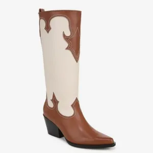 Zodiac Womens Dawson Western Tall Cowboy Pull-on Boots in Brown &amp; Cream