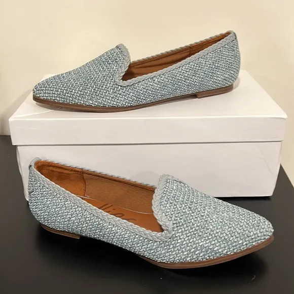 Zodiac Woven Hill Loafers Blue Raffia Size 7 NWOT