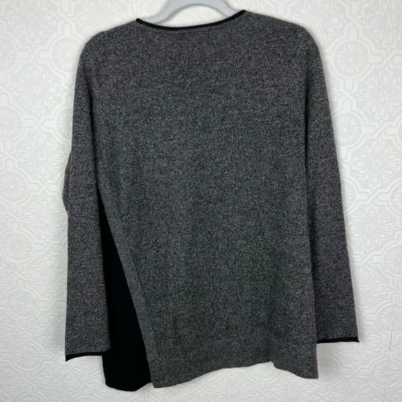 Zoe Couture 100% Cashmere Asymmetrical Crewneck Sweater Grey