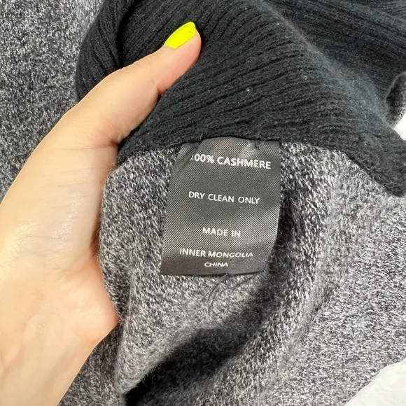 Zoe Couture 100% Cashmere Asymmetrical Crewneck Sweater Grey